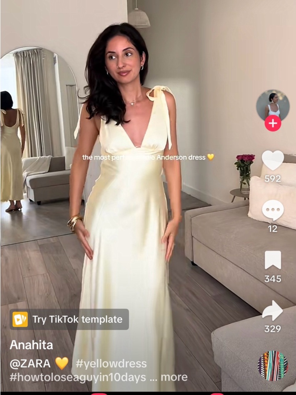 Zara Pale Yellow Satin Maxi Dress with Tie Shoulders